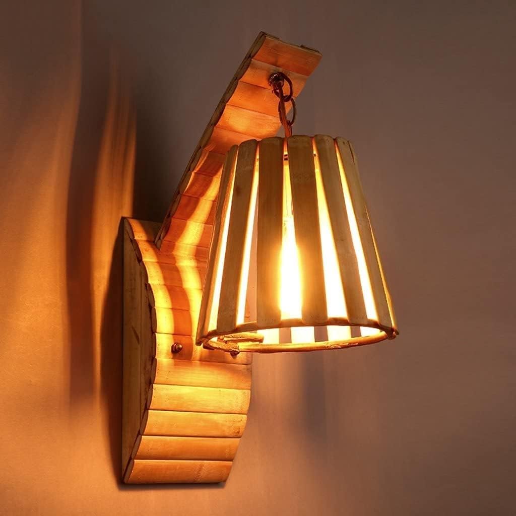 SMCCYYSD Wooden Wall Lamp Solid Light Aisle Bracket Sconce E27 Bedroom Bedside Lantern, Pendant