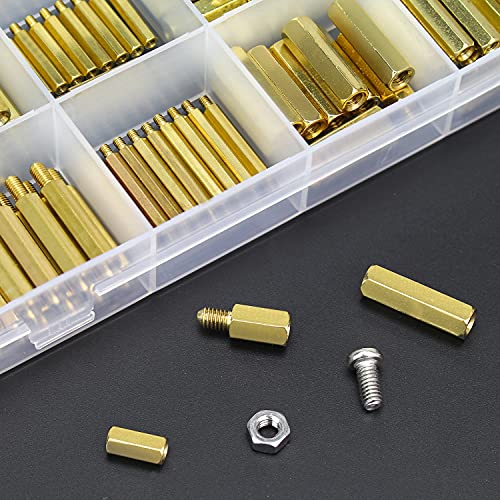 Helifouner 420 Pieces M2 M3 M4 Male Female Hex Brass Spacers Standoffs Screws Nuts Assortment Kit With A Tweezers #TOP5