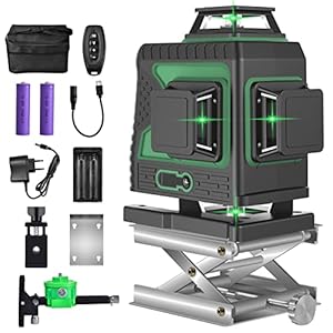 Kreuzlinienlaser 25M, THL&INEW kreuzlinielaser grün selbstnivllierend 4 x 360° Mit magnetischer Wandhalterung, 4D 16 Liien, IP 54 Linienlaser Vertikale und Horizontale Linie (16Linienlaser)