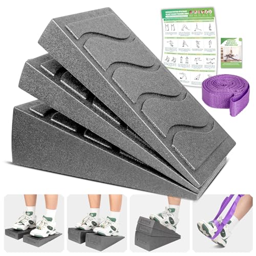 Slant Board Foot/Calf Stretcher, 3 Pcs Incline Board for Plantar Fasciitis Physical Therapy Equipment, Adjustable Foam Slant Board Wedge Great for Exercises, Squats and Calf Stretching