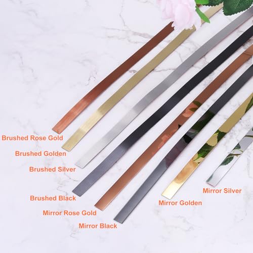 QUARKZMAN 16,4 ft x 0,98 Wandverkleidung zum Aufkleben und Anbringen von Rahmen, selbstklebende Edelstahlleiste mit gebürstetem Finish für Wand, Decke, Schrank, Fliesenkante, Silber