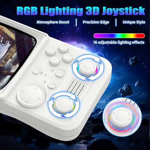 Image of R36TMAX Retro Handhled Game Console, 4.0 Inch Retro Gaming Console with 4000mAh Battery, 128GB TF Card with Video Games, Portable Retro Game Console Supports WiFi Networked Fighting, White