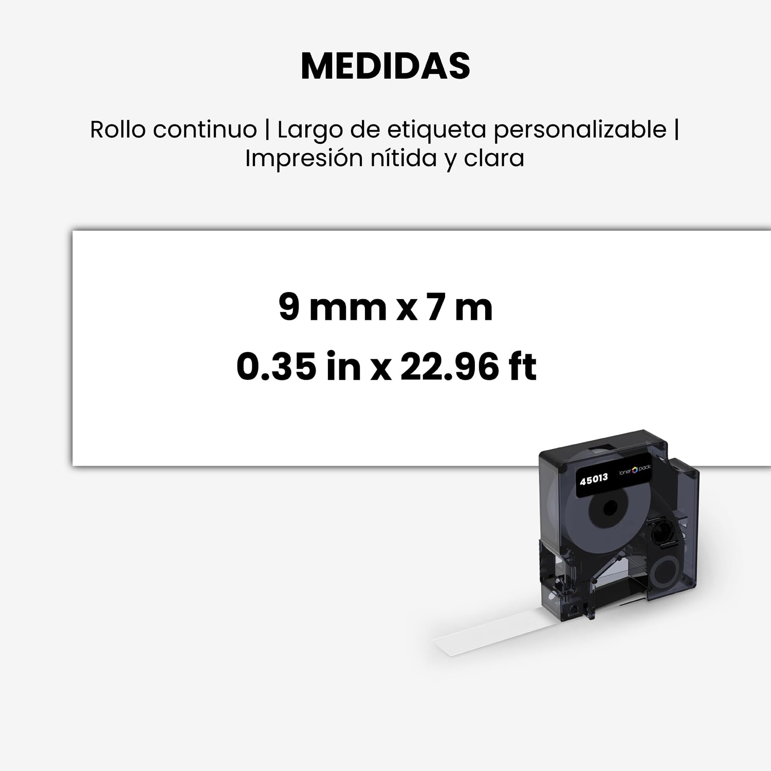 TONER PACK 40913 Etiquetas Cintas Compatibles Blancas y Texto Negro 9mm x 7m para Dymo 160 210D 260P 280 360D 420P 450D (20 Unidades)