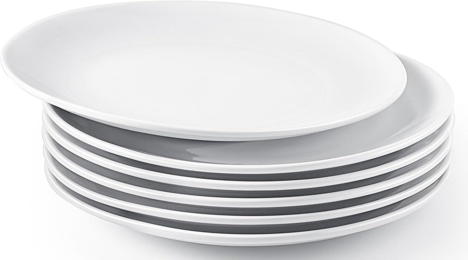 6PCS Ceramic Appetizer Plates, 8 Inch White Ceramic Plate, Round Porcelain Serving Plates, Microwave Dishwasher Safe, Porcelain Salad Plate Small Dinner Plates for Appetizers Dessert Salad