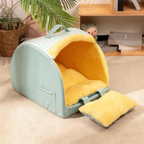 Lit grotte pour chat nid doux en peluche confortable et protégé du vent - 4