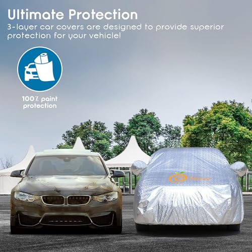 Image of Car Cover for Maruti Suzuki New Alto 800 2015 - Waterproof, Textured Surface, Triple Stitched, Mirror & UV Protection, Dustproof, Fade-Resistant, Without Antenna Pockets - Silver Look