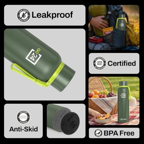 Go24 pexpo Stainless Steel Water Bottle 1 LTR Military Green (Single) - Image 6