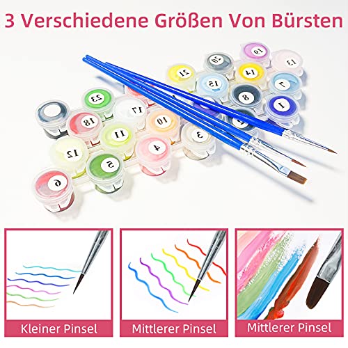 AkiiGer Malen Nach Zahlen Erwachsene Anfänger, DIY Handgemalt Ölgemälde Kits, DIY Malen Nach Zahlen, Ohne Rahmen, 40 x… – Bild 5