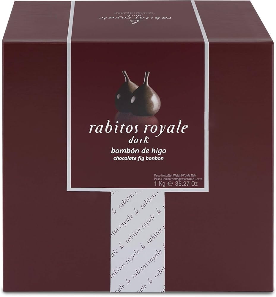 Rabitos Royale Chocolate Negro 1kg Formato Magnum - 58 Bombones de Higos Secos del Mediterráneo Rellenos Trufa Brandy, Receta Artesanal Desde 1989 Almoharín