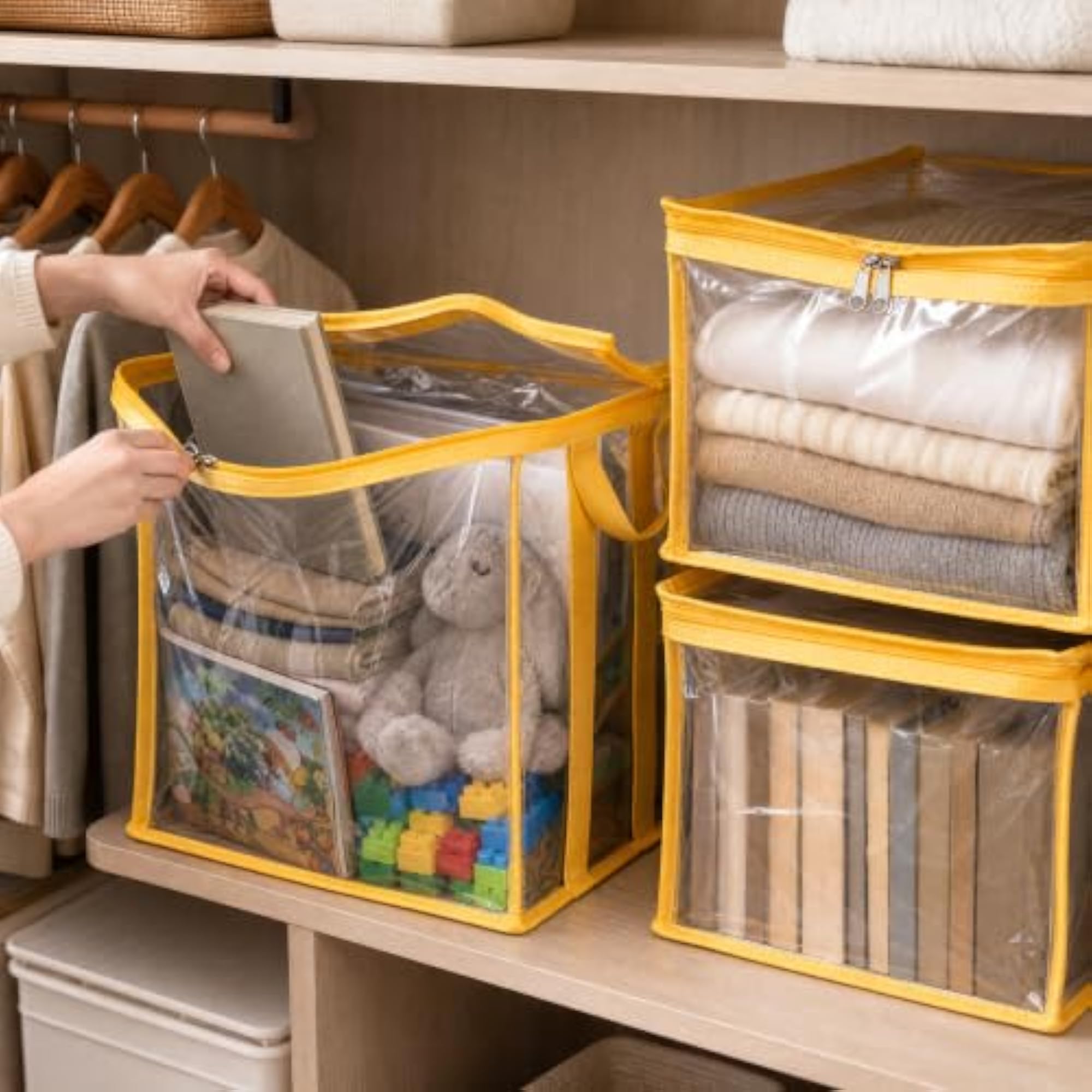 Clear Dustproof Book Bag Large Capacity Storage Organizer for Students