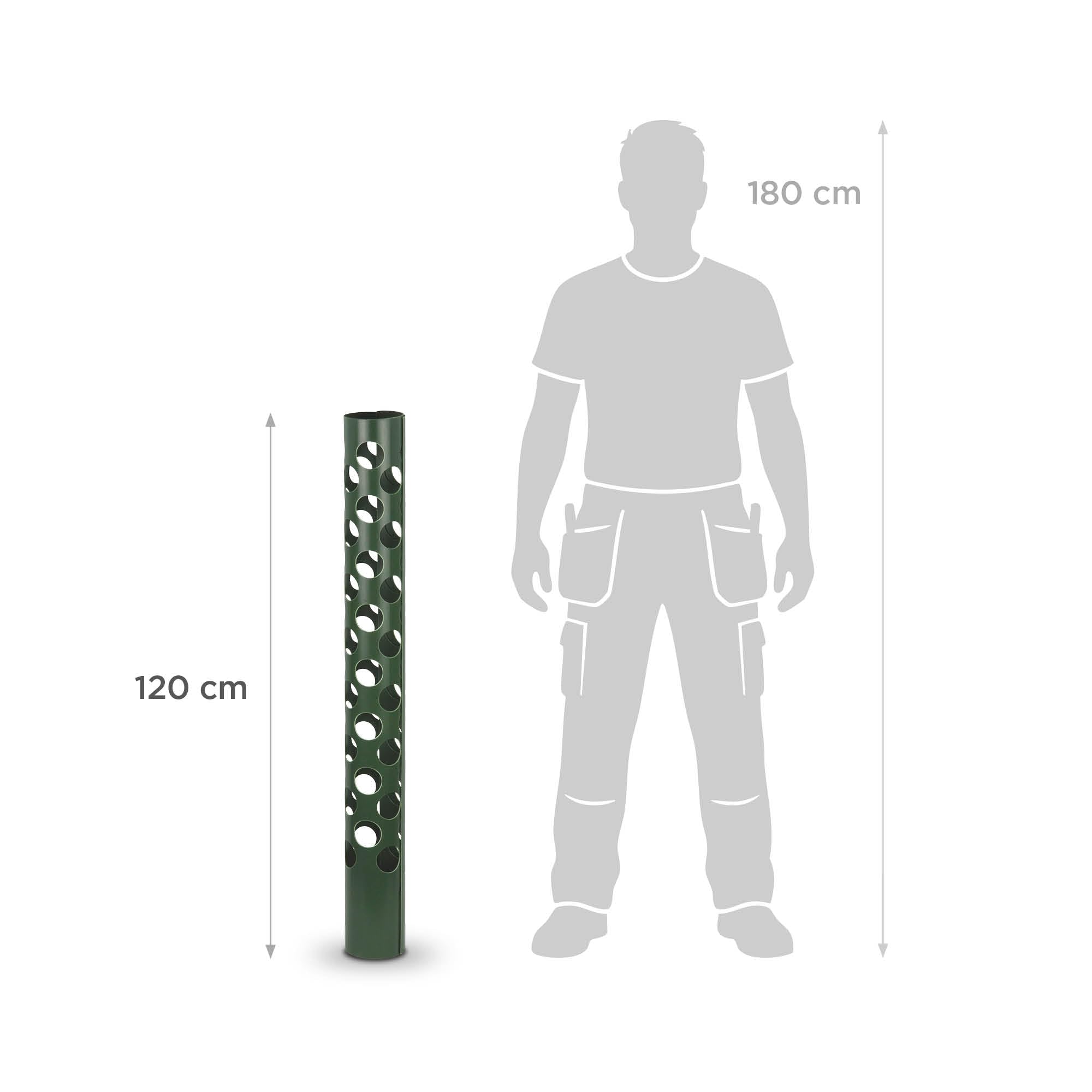 blizz-z Baumschutz Wild-Verbiss grün (Höhe 120 cm), Durchmesser: 85 mm (5 Stück) | Stamm-Schutz, Rindenschutz, Vermeidung Wildtier Fraßschäden bei Nadel- und Laubbäumen | Made in Germany