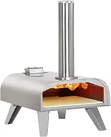 BIG HORN OUTDOORS Pizza Forno de Madeira com Pellets de Pizza, Forno de Pizza, Panela Portátil de Aço Inoxidável