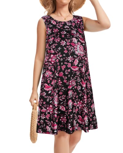 Image of CHICGAL Womens Summer Dresses Casual Loose Pleated Front Tshirt Sleeveless Tank Sundresses with Pockets 2026