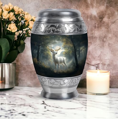 Image of Deer Urn - Small Funeral Urn for Ashes for Women & Men - Large Burial Urns for Mom & Dad - Combo of 10 Inch & 3 Inch
