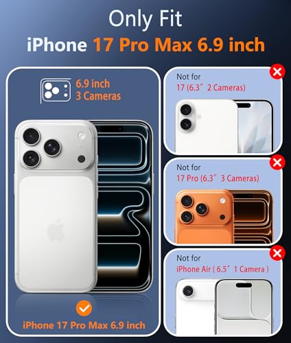 FNTCASE for iPhone 17 Pro-Max Case: Clear Magnetic Phone Cases with Screen Protector Compatible with Magsafe Slim Anti Yellowing Rugged Shockproof Protective Transparent Cell Cover (A-Clear) image 2
