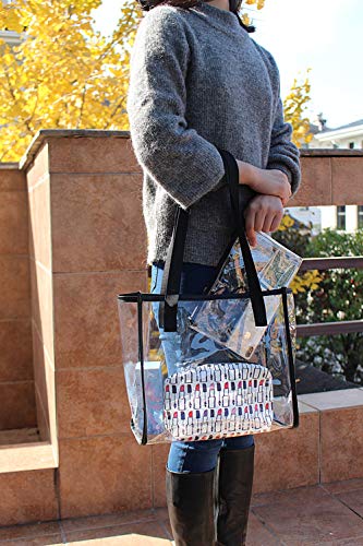 May Tree Clear Tote Bag, Clear Bag Stadium Approved + Clear Purse, Great For Sports Games, Work, Security Travel, Stadium Venues Or Concert (Black) #TOP5