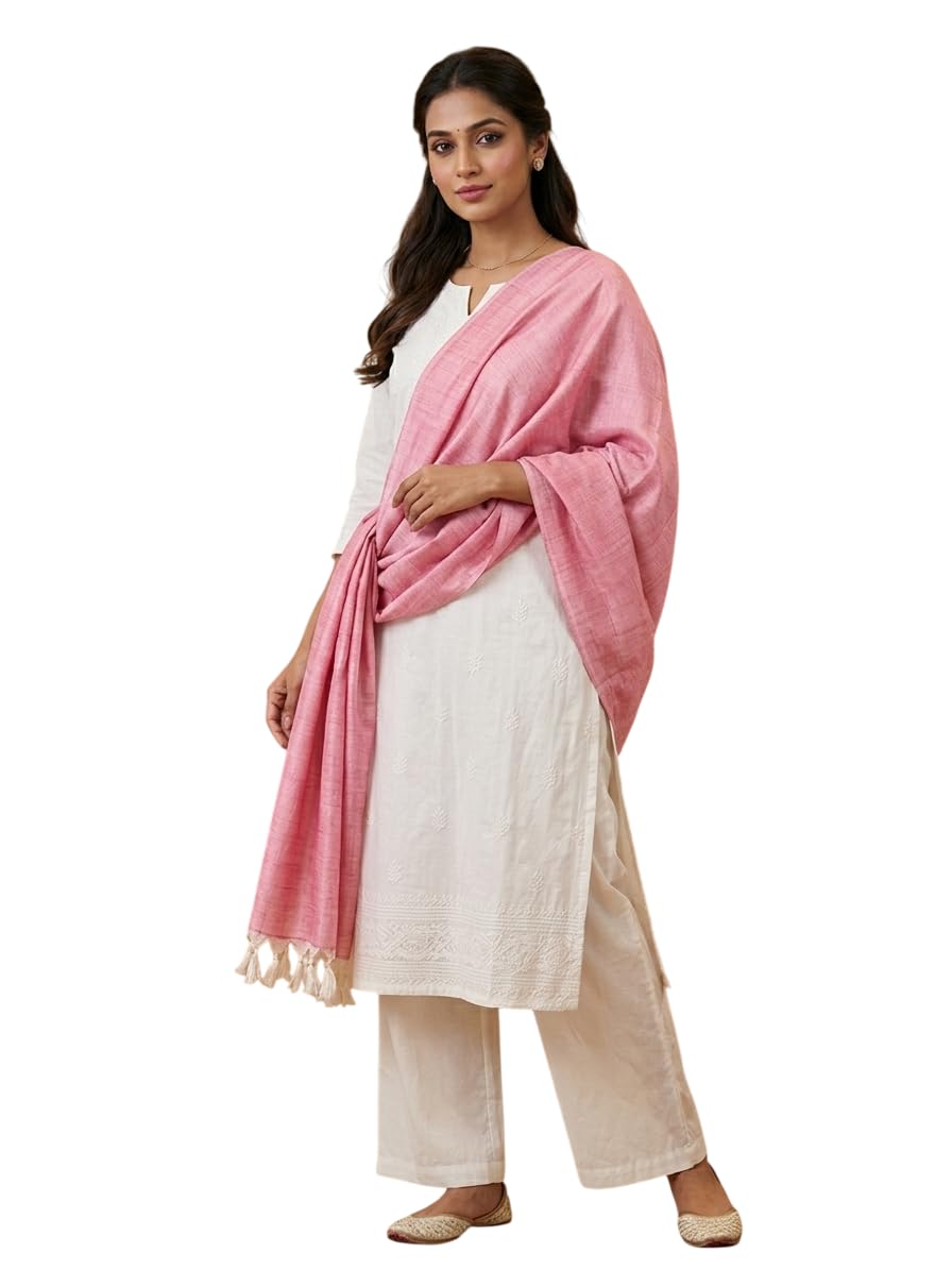 Present cotton silk color pink plain dupatta and body plain for woman & girls. Dupatta for Women | 2.5 Meter loom product Cotton silk Dupatta | Lite pink Traditional Ethnic wear dupatta-picture-31