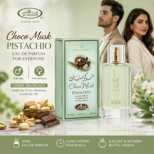 Image of Al Rehab Choco Musk Pistachio Eau de Parfum Spray for Unisex, 1.65 Ounce / 50 ml
