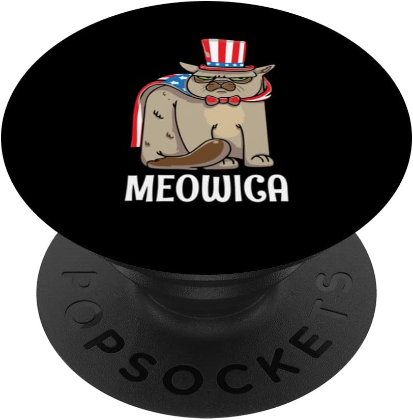 Meowica 4th Of July Funny Kitten Patriotic Pet Lover PopSockets Swappable PopGrip