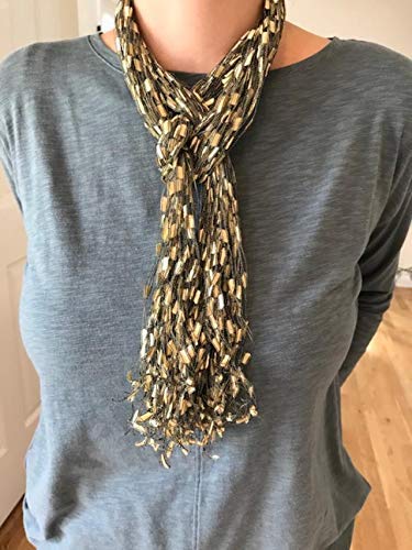 Scarf Yarn Ribbon Necklace Ladder Lariat Gold #TOP5