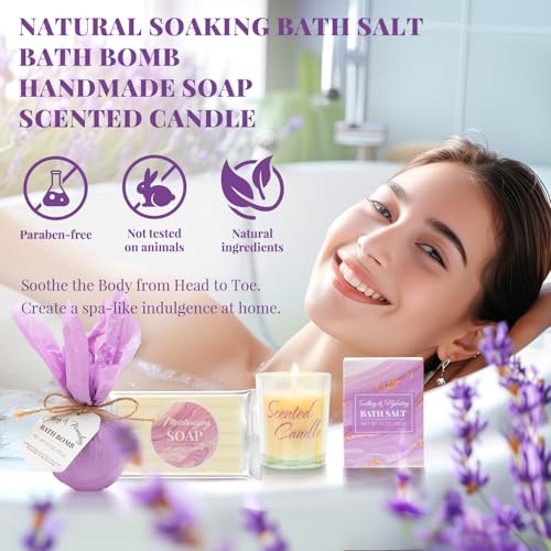 Image of Gift Set for Women Lavender Relaxing Bath and Body Gift Set -- 8Pcs Unique Gift Ideas Birthday Presents for Women, Valentine's Day, Mothers Day, Christmas Presents for Her