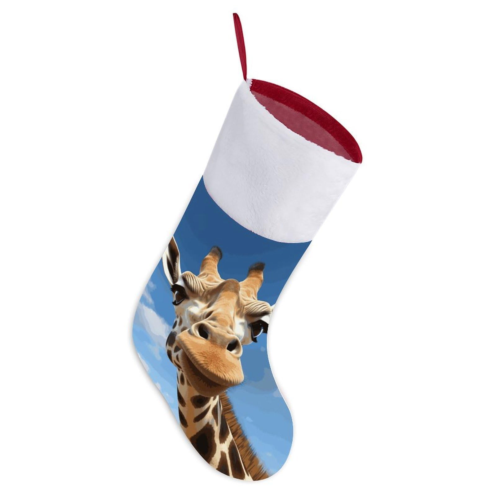 Funny Giraffe Christmas Stocking Comfortable Super Soft Plush Cuff Christma Stocking Xmas Eve Party Fireplace Tree Gift Decoration Socks for Family Holiday Party Gifts