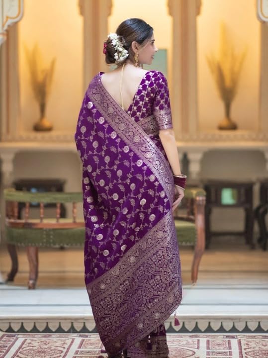 Image of Flosive Women's Soft Kangivaram Silk Saree With Copper Zari Weaving With Boluse
