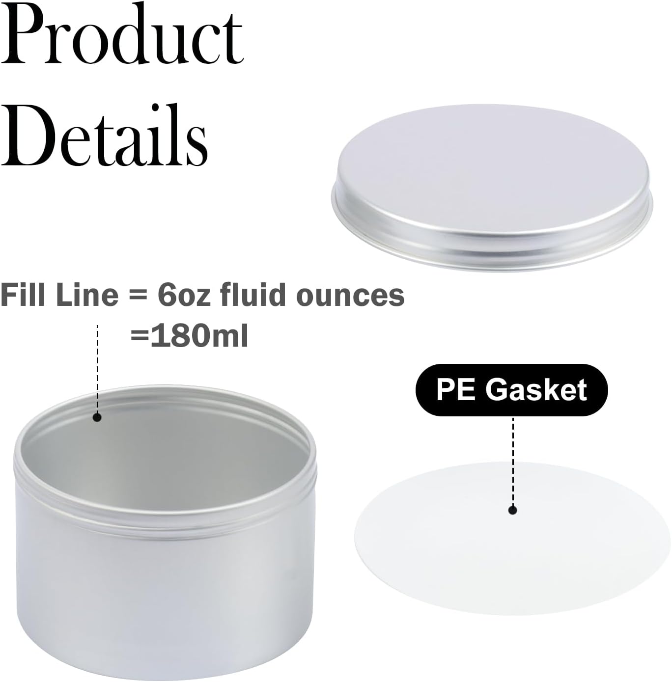 32 PCS 6 oz Aluminum Cans with Lids, Aluminum Metal Tins with Screw Lid for Lip Balm, Salve, Spices, Candies & DIY Crafts(Sliver)