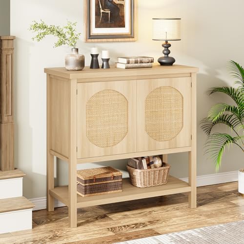 Farmhouse Console Table with 2-Door Storage, Storage Sofa Entryway Table with Shelf, Stylish Coffee Bar for Living Room & Office