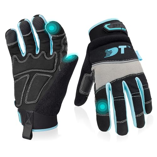DT Safety Work Gloves, Utility Mechanic Gloves, Touch Screen, Large (1 Pair) for Home Improvement and Construction Work