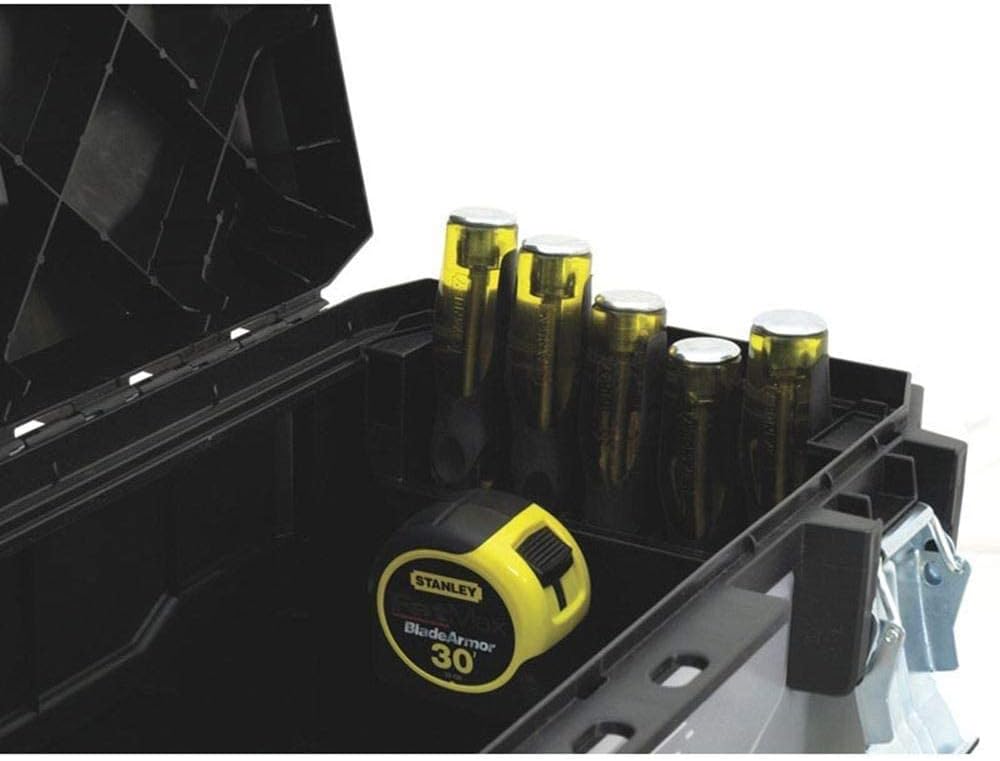 Tools organized within the removable tray of the STANLEY FATMAX toolbox