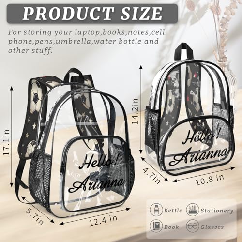 Soccer Personalized Large Clear Backpack Heavy Duty for Stadium Approved Custom Soccer Ball PVC Transparent Backpack with Name See Through Bag for Concerts4