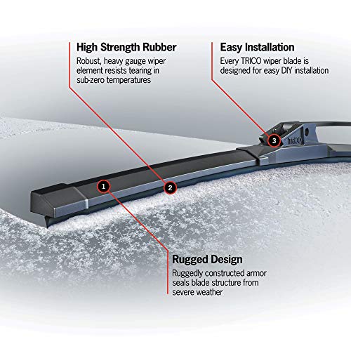 Image of TRICO White 28 inch + 17 inch Extreme Weather Premium Winter Automotive Replacement Windshield Wiper Blades (Set of 2), Passenger and Driver Side All-Weather Beam Wiper Blades for Select Vehicle Models