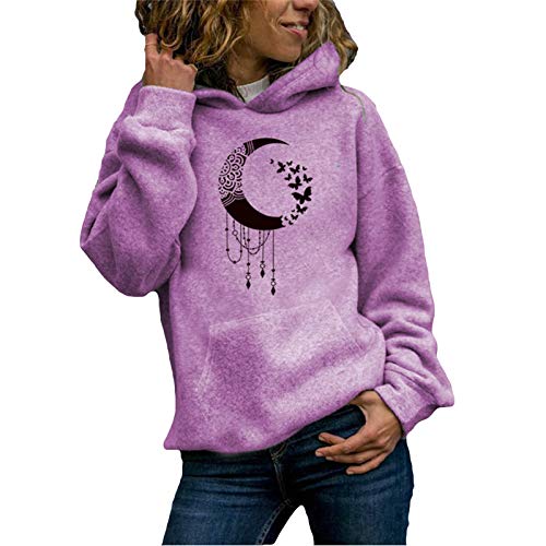 SALIFUN Womens Graphic Hoodie Tie Dye Sweatshirt Long Sleeve Casual Lightweight Hooded Pullover Tops with Pockets Purple