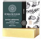 Écrin De Fleur - Jabón Orgánico de Cedro para Hombres, Jabon Artesanal con Aceites Esenciales de Madera de Cedro y Pachulí, Fragancia Amaderada de los Alpes, Calmante y Reparadora 1x100g