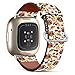 Compatible with Fitbit Fitbit Sense/Versa 3 Patterned Leather Replacement Band (Thanksgiving Turkey Pumpkin Sunflower-1)