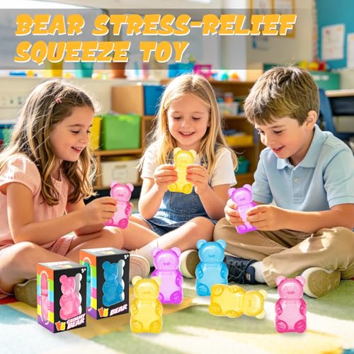 Bear Squishy Toys, Slow Rising Stress Relief Sugar Squeeze Toys for Kids & Adults, High Density Sensory Stress Balls, Stocking Stuffers, Birthday Party Favors, Anxiety Relief Toys for Boys Girls (Red) - Image 6