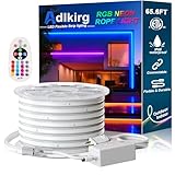 adlkirg 65.6ft RGB Neon Rope Light, Commercial Grade Waterproof RGB Neon Rope Lights with Remote, 110V 120V Plug-in Neon Strip Lights with Dimmable Power Adapter for Outdoor,Indoor Use