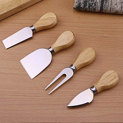 Cheese Knife Set,4 Pieces Stainless Steel Cheese Knives For Charcuterie Board,Charcuterie Knife Spreader Fork Set With Bamboo Wood Handle,Cheese Utensils Tools Set With Cutter Slicer Shaver #TOP7