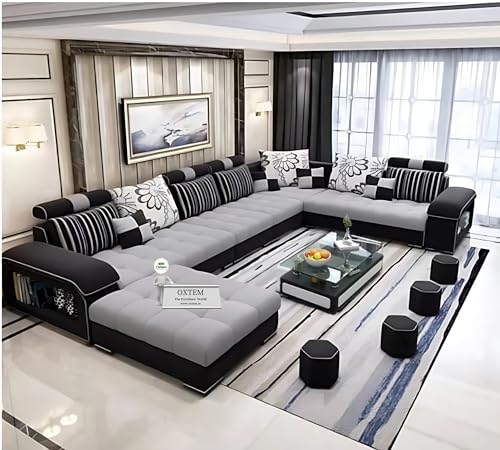 OXTEM ; The Furniture World U-Shape Sectional Sofa for Livin...