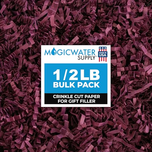 MagicWater Crinkle Cut Paper for Gift Baskets - 1/2 LB - Burgundy - Perfect for Shredded Paper Filler, Basket Filler, Gift Boxes, Bridesmaid Gifts, Halloween Stuffers & More – Ideal for All Occasions