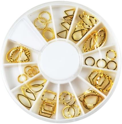 60pcs 12 Hollow Style DIY Gold Metal Sticker Charms Wheel Nail Art