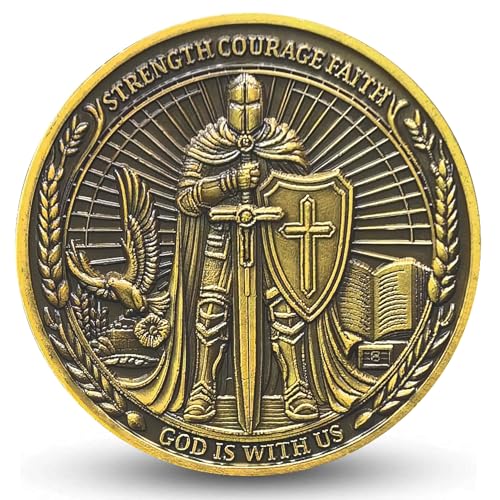 Christian Challenge Coin - Inspirational Faith Coin with Strength, Courage