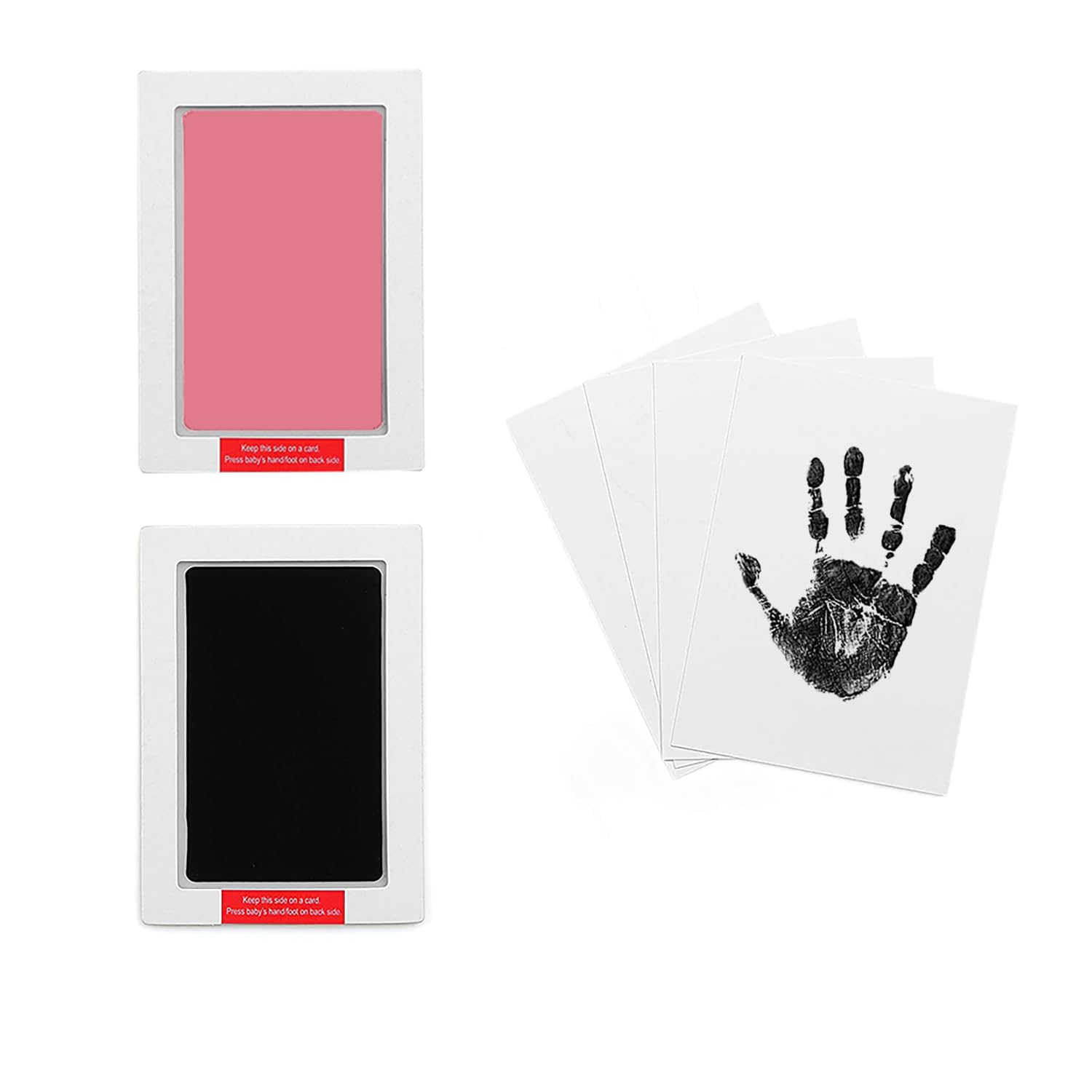 LelonHo 2 Pack Large Inkless Hand and Footprint Kit Clean Touch Ink Pad for Baby Pet Paw Print Kit(1 Black and 1 Pink Ink Pads,4 Imprint Cards)