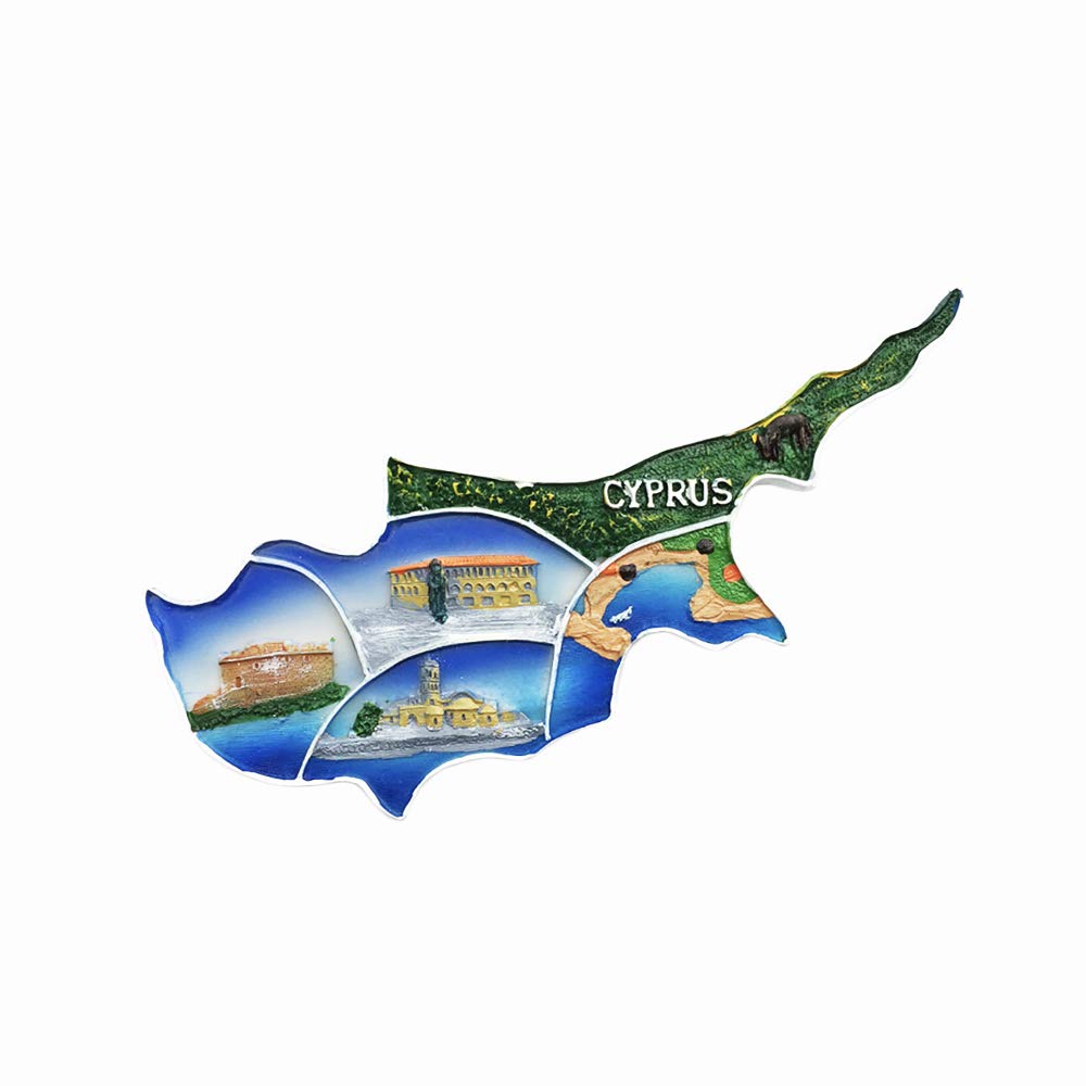 Wedarego Cyprus 3D Map Attractions Refrigerator Magnet Resin Travel Souvenirs,Handmade Home & Kitchen Decoration Fridge Magnet Collection Gift
