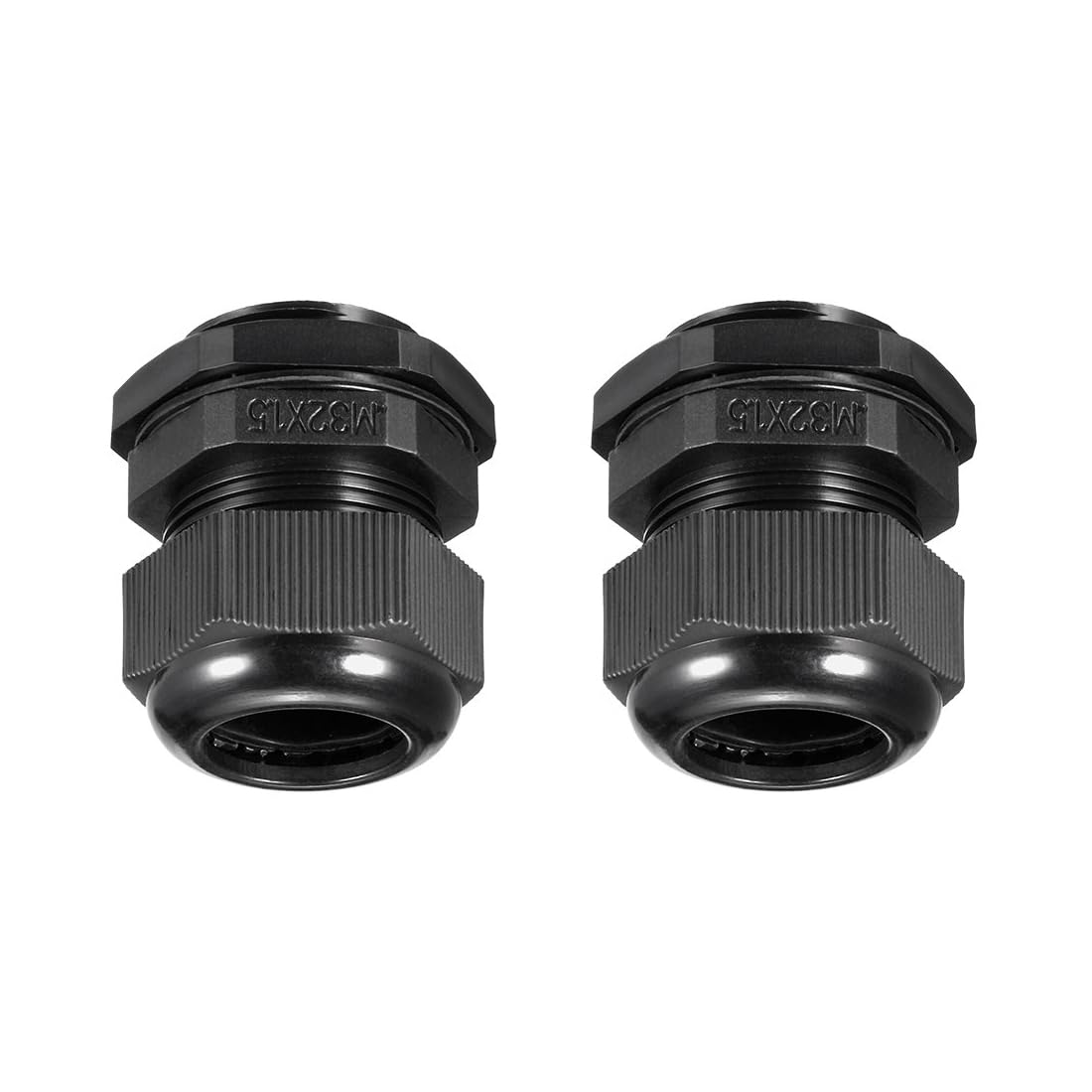 MACHSWON 2Pcs M32 Cable Gland - Durable Threaded Wire Connector with Locknut for 16-21mm Dia Cable Wire, Black