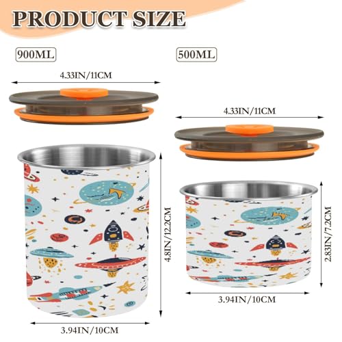 Cartoon Rockets Lata de Café de Acero Inoxidable 30OZ miniatura 2