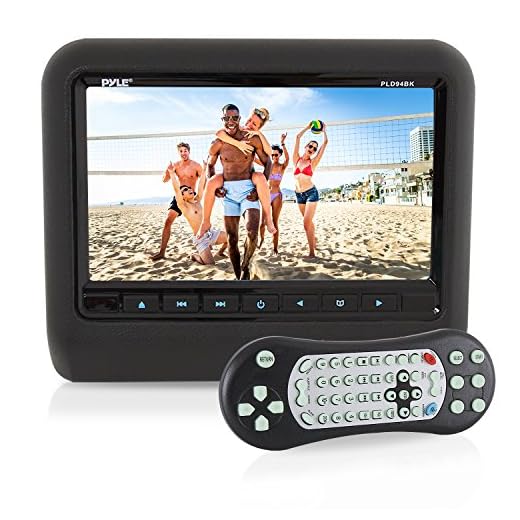 Universal Car Headrest Mount Monitor - 9 Inch Vehicle Multimedia DVD Player - Audio Video Entertainment System w/HDMI Input & Hi-Res TV LCD Digital Screen - Mounting Bracket Included - Pyle PLD94BK
