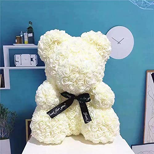 Amazon｜熊の形の花束アイデア新しいプレゼントPE永生の花 (白い