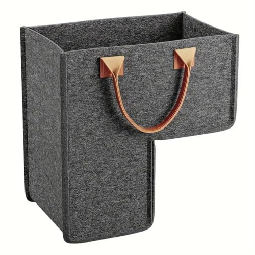 Cesta de fieltro en forma de L de alta calidad y asas de cuero para decoración de interiores 2